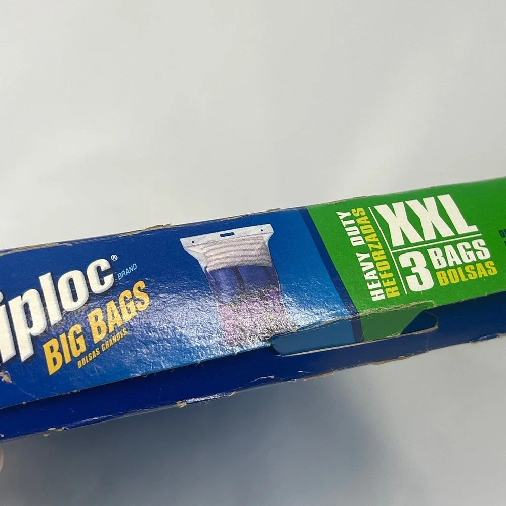 Ziploc Big Bags XXL 20 Gallon Heavy Duty Storage Bags 2 Ft x 2.7 Ft 3 Count